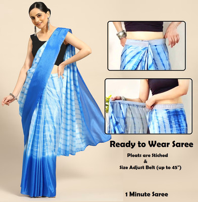 Riddhi textile Hub Printed Hand Batik Chiffon Saree(Light Blue)