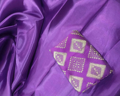 Dhanush Creation Solid/Plain Bollywood Satin Saree(Purple)