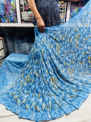 HouseOfCommon Printed Bollywood Georgette Saree(Blue)