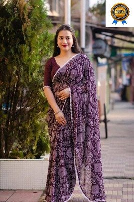 Suresh Printed Bollywood Georgette Saree(Multicolor)