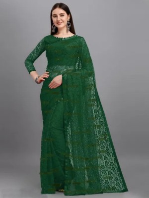 Amavii Embroidered Bollywood Net Saree(Dark Green)