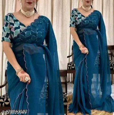 KALPNA CREATION Solid/Plain Bollywood Georgette Saree(Multicolor)