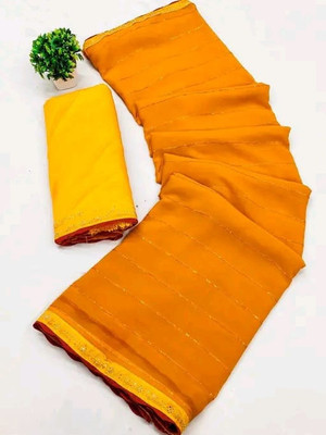 Shilpa Fashion Self Design Bollywood Georgette Saree(Yellow)