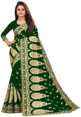 b bella creation Self Design, Embroidered Bollywood Georgette Saree(Green)