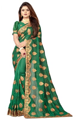 b bella creation Embroidered Bollywood Georgette Saree(Green)