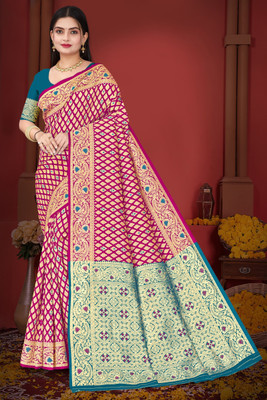 Falessa Woven Banarasi Art Silk Saree(Pink)