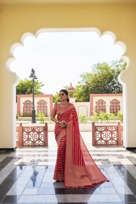 Kashikala Woven Banarasi Georgette Saree(Red)