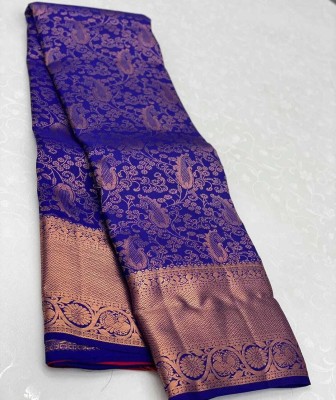 V V FASHION Woven Banarasi Pure Silk Saree(Blue)