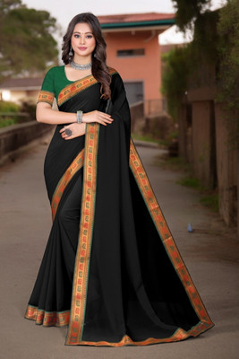 Kasumbo Tex Self Design Bollywood Georgette Saree(Black)