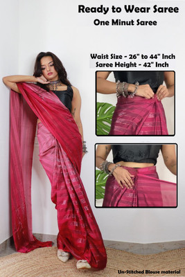 Riddhi textile Hub Striped Mysore Chiffon Saree(Pink)