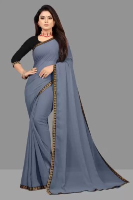 OKTAT Solid/Plain Bollywood Georgette Saree(Grey)