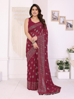 RAJESHWAR FASHION Paisley Bollywood Georgette Saree(Maroon)