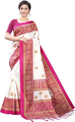 HouseOfCommon Woven Bhagalpuri Art Silk Saree(White)