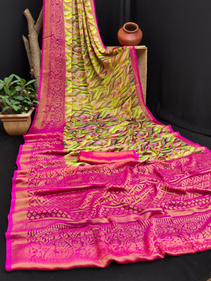 Kanooda Prints Woven Bollywood Brasso Saree(Multicolor)