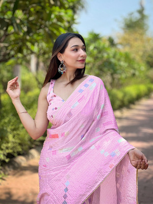 Tasrika Digital Print Bollywood Polyester Saree(Pink)