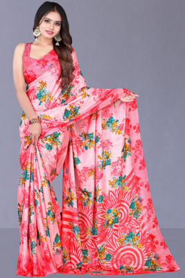 Leelavati Printed Daily Wear Crepe Saree(Pink)
