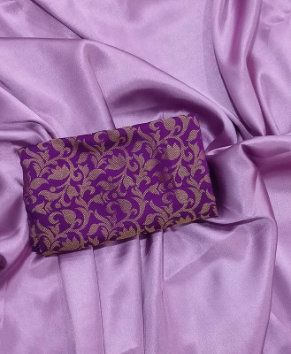 Aruna Sarees Solid/Plain Bollywood Satin Saree(Purple)