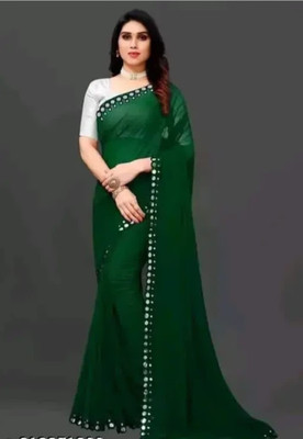 Damru trendz Digital Print Leheria Georgette Saree(Green)