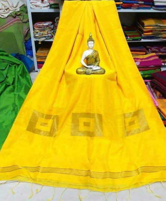 GHOS HANDLOOM Woven Handloom Cotton Silk Saree(Blue)