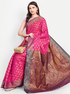 LAVYANSH CREATION Self Design, Woven Banarasi Art Silk, Jacquard Saree(Pink)