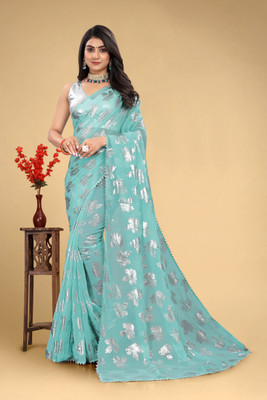 Jyanshu Creation Printed Bollywood Georgette Saree(Light Blue)