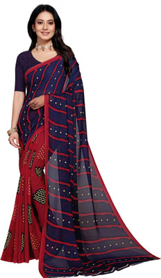 maayro Printed Leheria Georgette Saree(Multicolor)