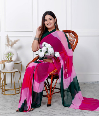 HouseOfCommon Color Block Daily Wear Chiffon Saree(Multicolor)