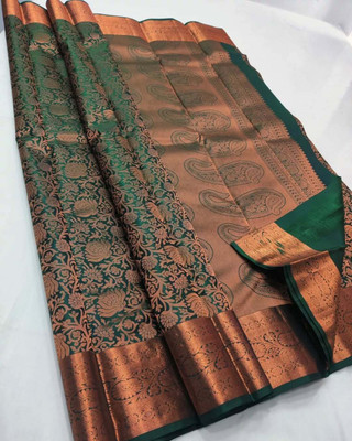 WOMENELEGENCE Woven Banarasi Pure Silk Saree(Green)