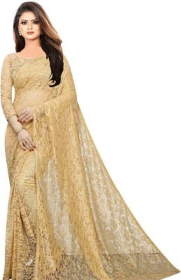 SwiftStyle Embellished Daily Wear Net Saree(Cream)