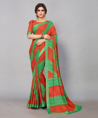 Priyashi Printed Bandhani Georgette Saree(Red)