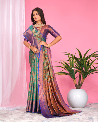 LAVYANSH CREATION Woven, Self Design Banarasi Silk Blend, Jacquard Saree(Multicolor)