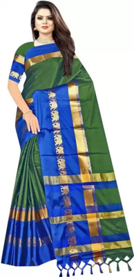 Shruti Bandhani Woven Kanjivaram Cotton Silk Saree(Multicolor)