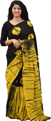 JAIPURI BLOCK PRINT Printed Daily Wear Pure Cotton Saree(Black, Yellow)