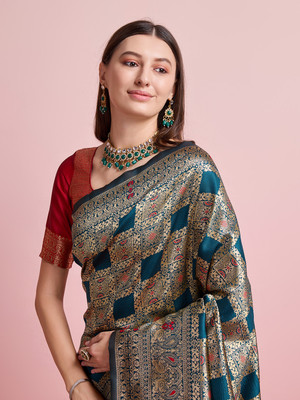 Shreyansh creation Digital Print Banarasi Silk Blend Saree(Multicolor)