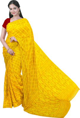 Mayabi Woven Jamdani Cotton Silk Saree(Yellow)