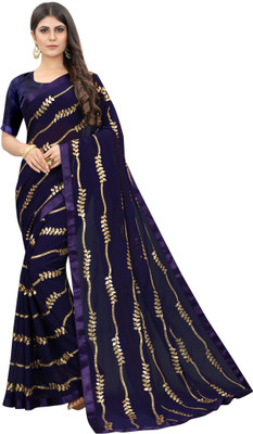 Apnisha Embroidered Bollywood Georgette Saree(Dark Blue)