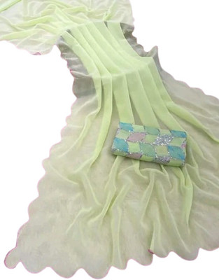 mahalaxmi fab Solid/Plain Bollywood Georgette Saree(Light Green)