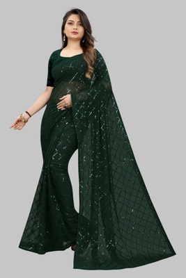 A To Z Cart Embroidered Bollywood Georgette Saree(Green)