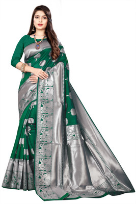 MOTISARIYA FASHION Self Design Bollywood Jacquard Saree(Green)