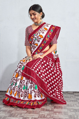 JASU CREATION Printed Handloom Pure Cotton Saree(Multicolor)