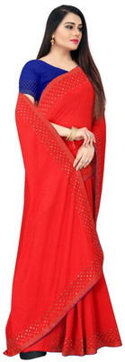 SHAKTIJEN ENTERPRISE Self Design Bollywood Polyester Saree(Red)