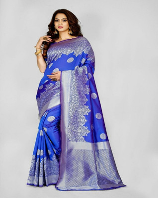 Julee Embellished Banarasi Jacquard Saree(Multicolor, Blue)