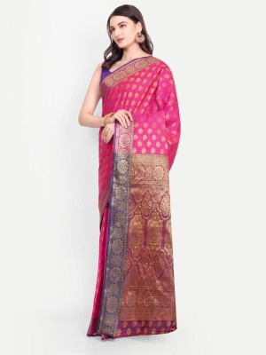 LAVYANSH CREATION Self Design, Woven Banarasi Art Silk, Jacquard Saree(Pink)