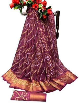 Adrika Printed Daily Wear Cotton Linen Saree(Purple)