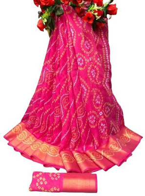 Adrika Printed Daily Wear Cotton Linen Saree(Pink)