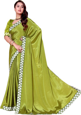 jayant creation Embroidered, Solid/Plain Bollywood Georgette Saree(Light Green)
