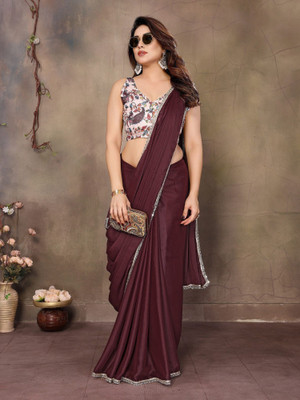 RAJESHWAR FASHION Solid/Plain Daily Wear Georgette Saree(Multicolor)
