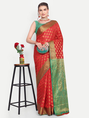 jayant creation Embroidered Daily Wear Silk Blend Saree(Red)
