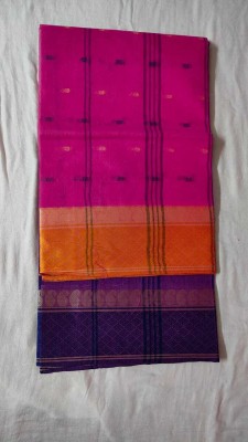 GHOSH TEXTILE Self Design Tant Pure Cotton Saree(Pink)