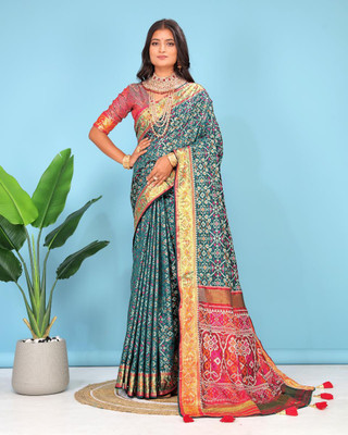 jayant creation Self Design, Printed Banarasi Silk Blend, Jacquard Saree(Light Blue)